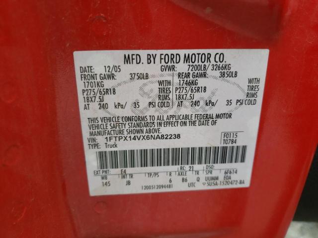 Photo 10 from auction – 2006 FORD F150 with VIN 1FTPX14VX6NA82238