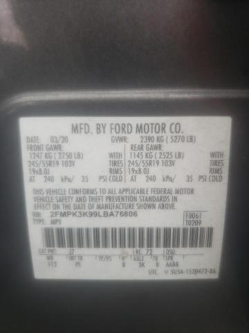 Photo 10 from auction – 2020 FORD EDGE TITAN with VIN 2FMPK3K99LBA76806