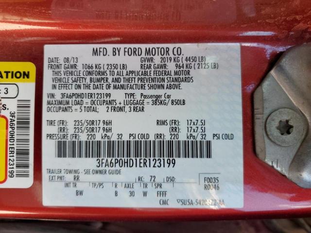 Photo 10 from auction – 2014 FORD FUSION SE with VIN 3FA6P0HD1ER123199