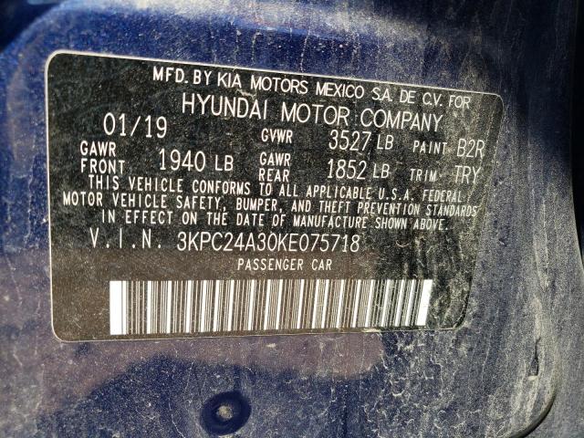 Photo 10 from auction – 2019 HYUNDAI ACCENT SE with VIN 3KPC24A30KE075718