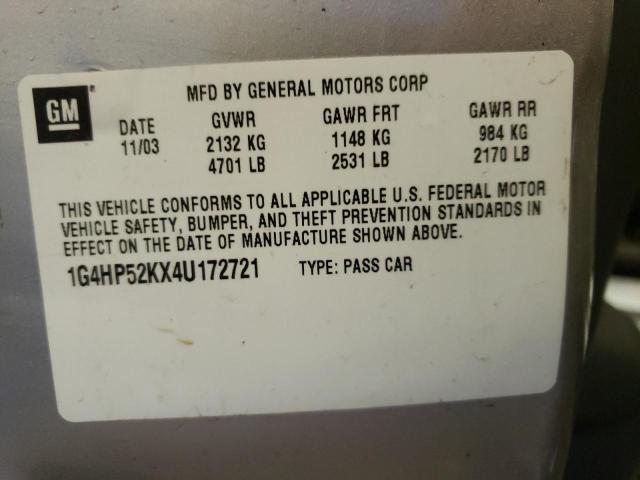 Photo 10 from auction – 2004 BUICK LESABRE CU with VIN 1G4HP52KX4U172721