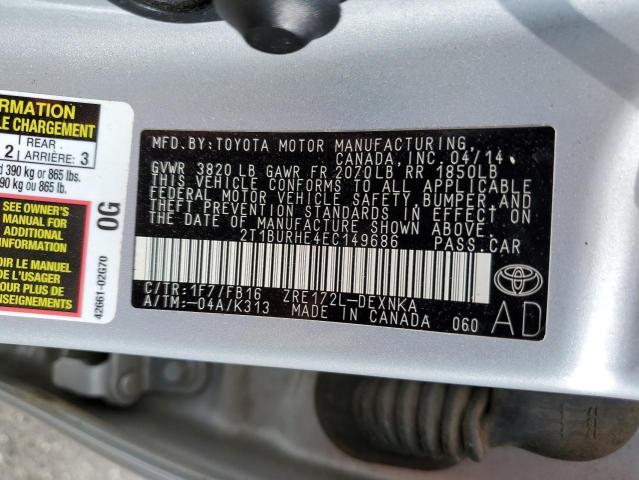 Photo 10 from auction – 2014 TOYOTA COROLLA L with VIN 2T1BURHE4EC149686