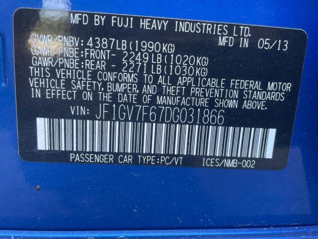Photo 10 from auction – 2013 SUBARU IMPREZA WR with VIN JF1GV7F67DG031866