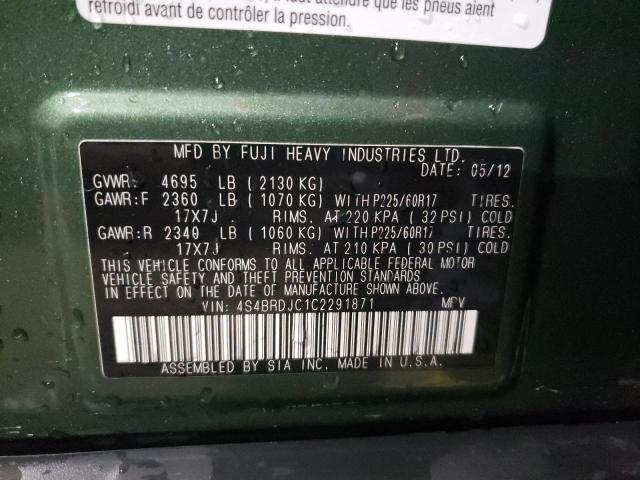 Photo 10 from auction – 2012 SUBARU OUTBACK 3. with VIN 4S4BRDJC1C2291871