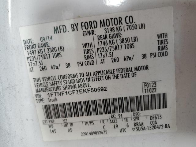 Photo 10 from auction – 2014 FORD F150 with VIN 1FTNF1CF7EKF50592