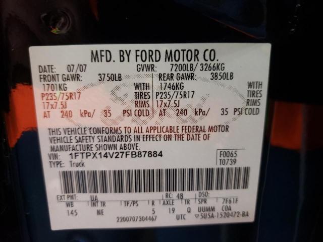Photo 10 from auction – 2007 FORD F150 with VIN 1FTPX14V27FB87884