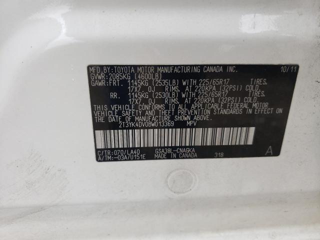 Photo 10 from auction – 2011 TOYOTA RAV4 LIMIT with VIN 2T3YK4DV0BW013369