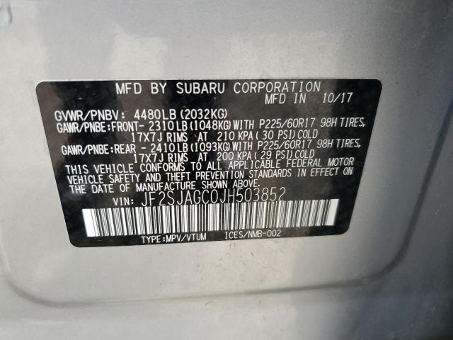 Photo 10 from auction – 2018 SUBARU FORESTER 2 with VIN JF2SJAGC0JH503852