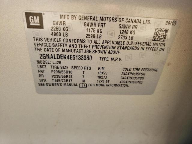Photo 10 from auction – 2014 CHEVROLET EQUINOX LT with VIN 2GNALDEK4E6133380