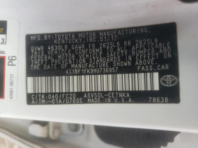 Photo 10 from auction – 2017 TOYOTA CAMRY LE with VIN 4T1BF1FK9HU736957