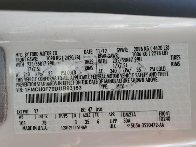 Photo 10 from auction – 2013 FORD ESCAPE S with VIN 1FMCU0F79DUB93183