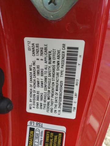 Photo 10 from auction – 2012 HONDA CIVIC LX with VIN 2HGFG3B56CH554029