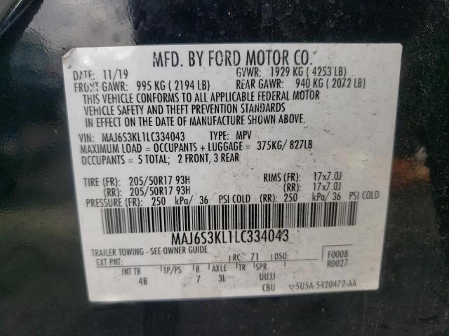 Photo 10 from auction – 2020 FORD ECOSPORT T with VIN MAJ6S3KL1LC334043