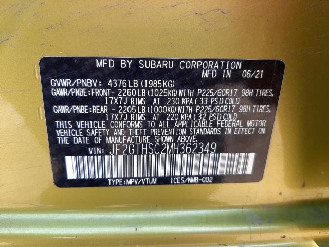 Photo 10 from auction – 2021 SUBARU CROSSTREK with VIN JF2GTHSC2MH362349