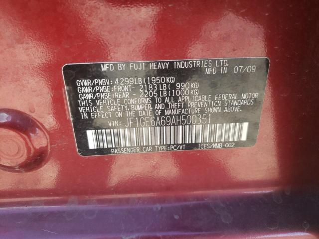 Photo 10 from auction – 2010 SUBARU IMPREZA 2. with VIN JF1GE6A69AH500351