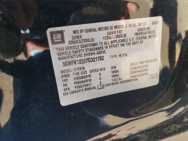 Photo 10 from auction – 2007 CHEVROLET AVALANCHE with VIN 3GNFK12367G321782