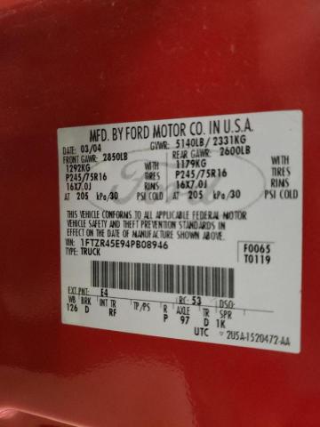 Photo 10 from auction – 2004 FORD RANGER with VIN 1FTZR45E94PB08946
