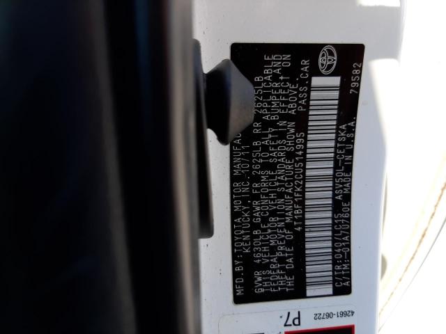 Photo 10 from auction – 2012 TOYOTA CAMRY with VIN 4T1BF1FK2CU514995