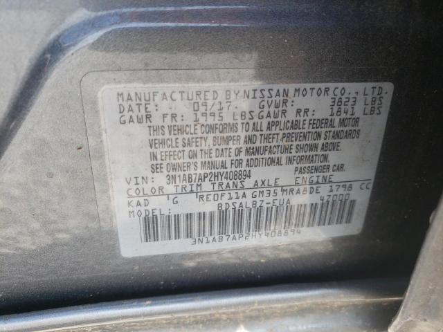 Photo 10 from auction – 2017 NISSAN SENTRA S with VIN 3N1AB7AP2HY408894