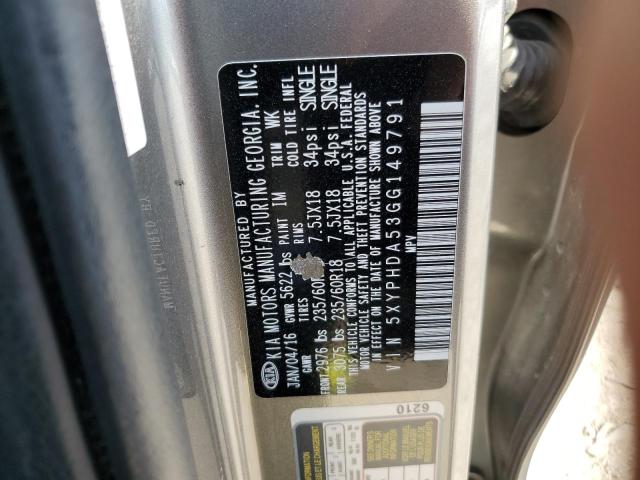 Photo 10 from auction – 2016 KIA SORENTO EX with VIN 5XYPHDA53GG149791