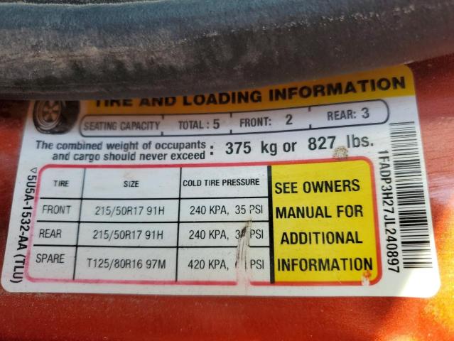 Photo 10 from auction – 2018 FORD FOCUS SEL with VIN 1FADP3H27JL240897