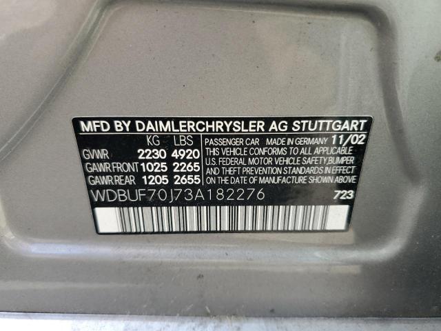 Photo 10 from auction – 2003 MERCEDES-BENZ E 500 with VIN WDBUF70J73A182276