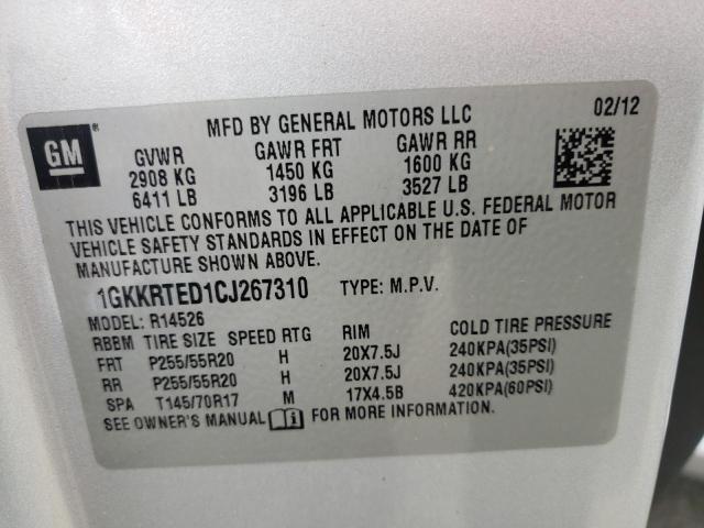 Photo 10 from auction – 2012 GMC ACADIA DEN with VIN 1GKKRTED1CJ267310