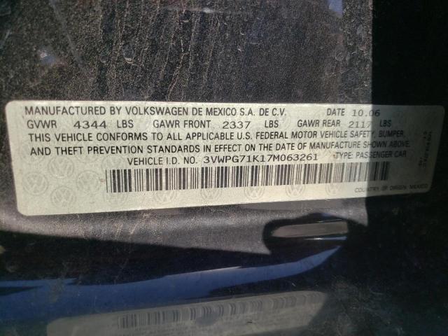 Photo 10 from auction – 2007 VOLKSWAGEN JETTA 2.5 with VIN 3VWPG71K17M063261