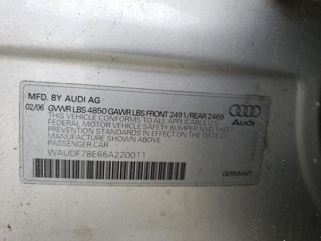 Photo 10 from auction – 2006 AUDI A4 2.0T QU with VIN WAUDF78E66A220011