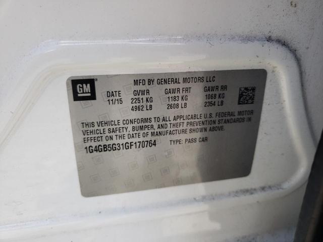 Photo 10 from auction – 2016 BUICK LACROSSE with VIN 1G4GB5G31GF170764