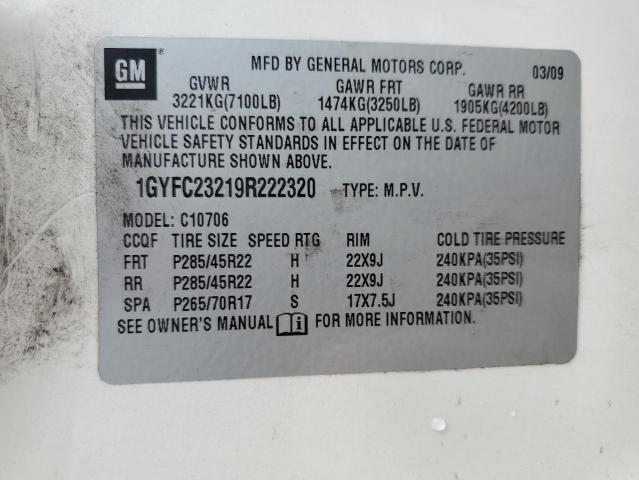 Photo 10 from auction – 2009 CADILLAC ESCALADE L with VIN 1GYFC23219R222320