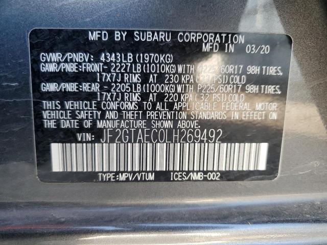 Photo 10 from auction – 2020 SUBARU CROSSTREK with VIN JF2GTAEC0LH269492