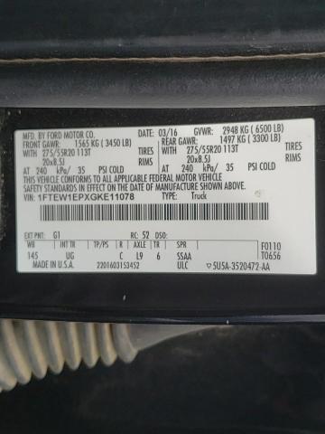 Photo 10 from auction – 2016 FORD F150 SUPER with VIN 1FTEW1EPXGKE11078