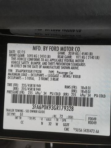 Photo 10 from auction – 2016 FORD FUSION TIT with VIN 3FA6P0K93GR179328