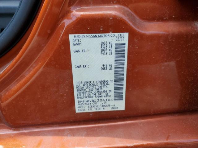 Photo 10 from auction – 2019 NISSAN ALTIMA SR with VIN 1N4BL4CV3KC204104