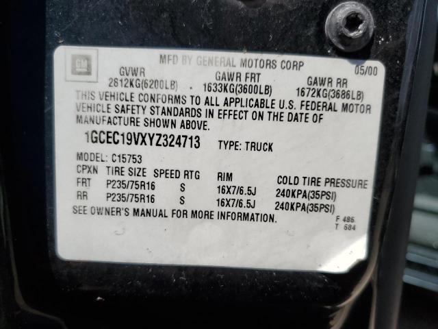 Photo 10 from auction – 2000 CHEVROLET SILVERADO with VIN 1GCEC19VXYZ324713