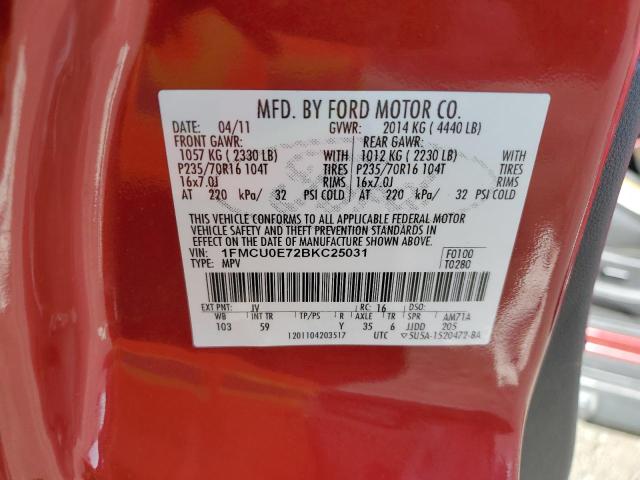 Photo 10 from auction – 2011 FORD ESCAPE LIM with VIN 1FMCU0E72BKC25031