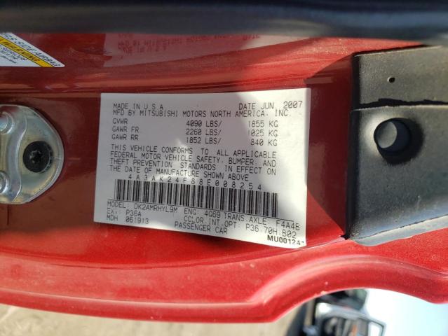Photo 10 from auction – 2008 MITSUBISHI ECLIPSE GS with VIN 4A3AK24F88E008254