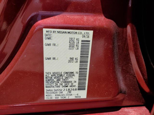 Photo 10 from auction – 2016 NISSAN ALTIMA 2.5 with VIN 1N4AL3AP2GC218268