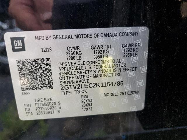 Photo 10 from auction – 2019 GMC SIERRA LIM with VIN 2GTV2LEC2K1154785