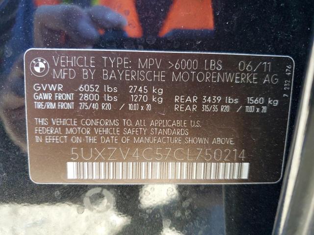 Photo 10 from auction – 2012 BMW X5 XDRIVE3 with VIN 5UXZV4C57CL750214