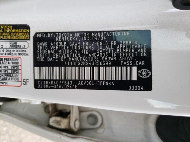 Photo 10 from auction – 2004 TOYOTA CAMRY LE with VIN 4T1BE32K94U350599