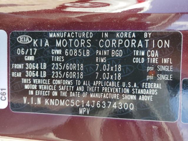 Photo 10 from auction – 2018 KIA SEDONA EX with VIN KNDMC5C14J6374300