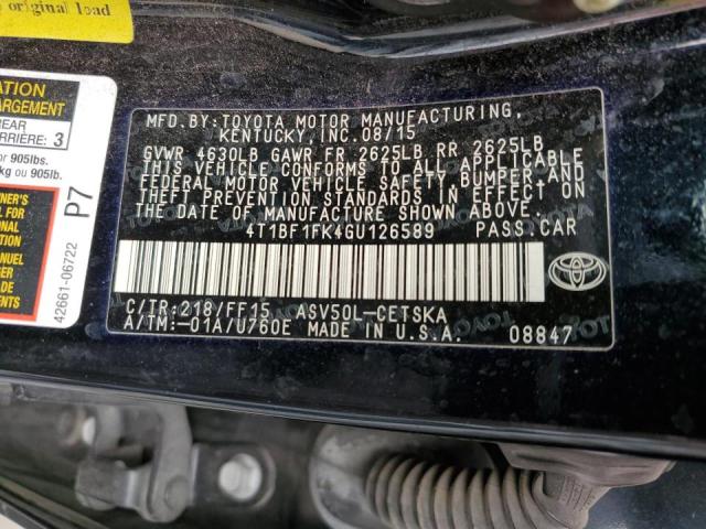 Photo 10 from auction – 2016 TOYOTA CAMRY LE with VIN 4T1BF1FK4GU126589