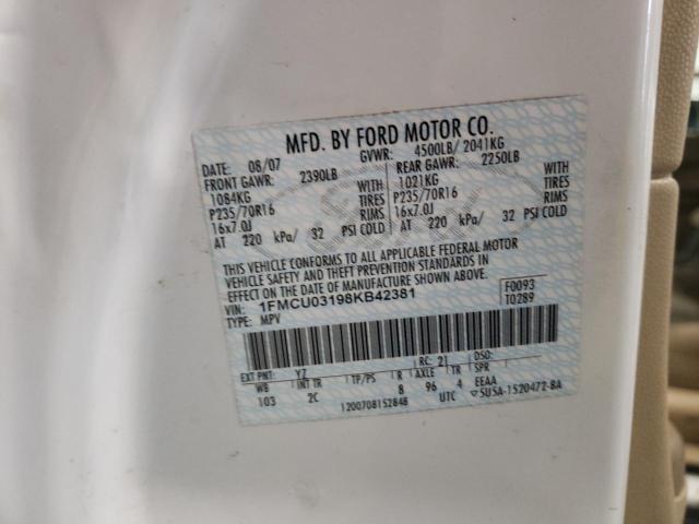 Photo 10 from auction – 2008 FORD ESCAPE XLT with VIN 1FMCU03198KB42381