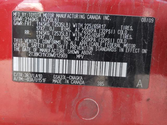 Photo 10 from auction – 2009 TOYOTA RAV4 LIMIT with VIN 2T3BK31V39W012909