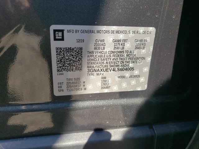 Photo 10 from auction – 2020 CHEVROLET EQUINOX LT with VIN 3GNAXUEV4LS604005