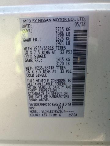 Photo 10 from auction – 2018 NISSAN PATHFINDER with VIN 5N1DR2MM0JC662379