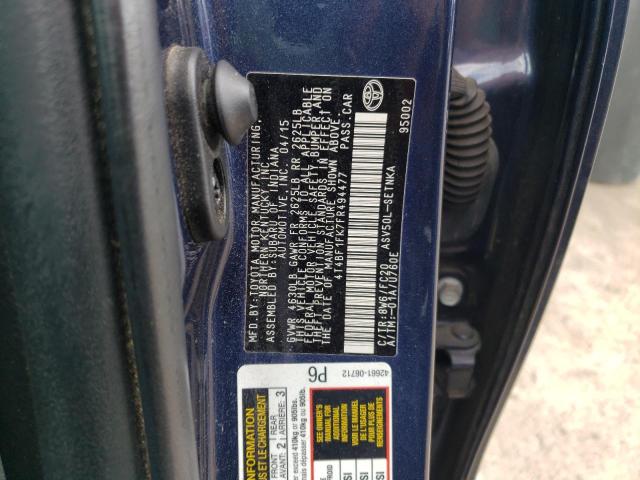 Photo 10 from auction – 2015 TOYOTA CAMRY LE with VIN 4T4BF1FK7FR494477