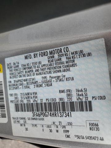 Photo 10 from auction – 2017 FORD FUSION S with VIN 3FA6P0G74HR137341